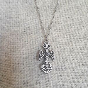 Cross Pendant with Rhinestone Necklace